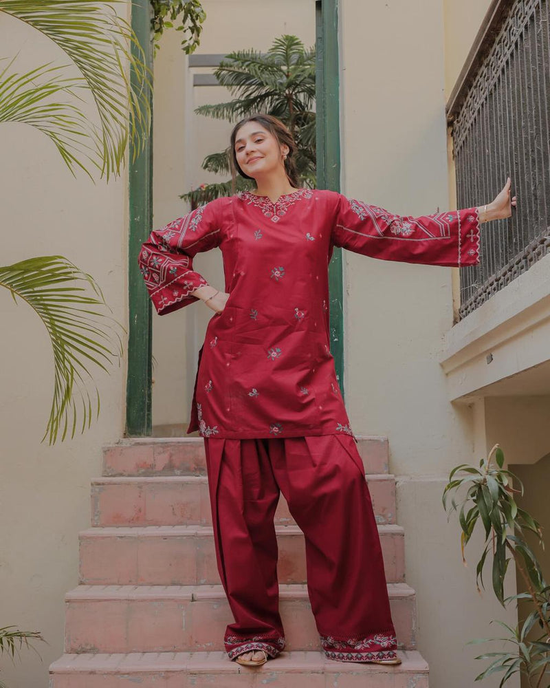 Crimson Embroidered Shalwar Suit
