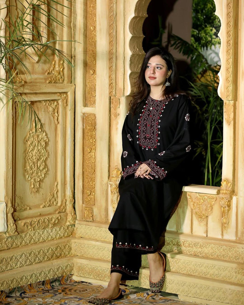 Black Embroidered Lawn Suit