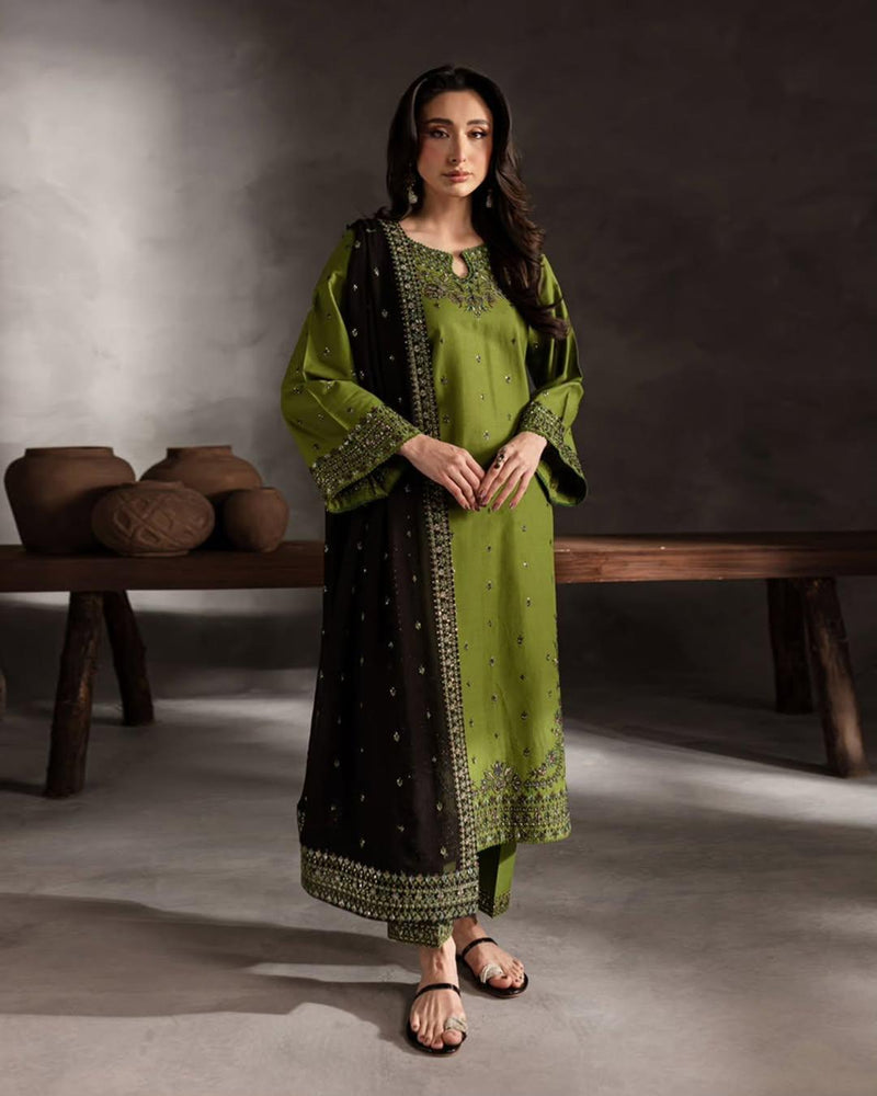 Green Embroidered 3-Piece Suit