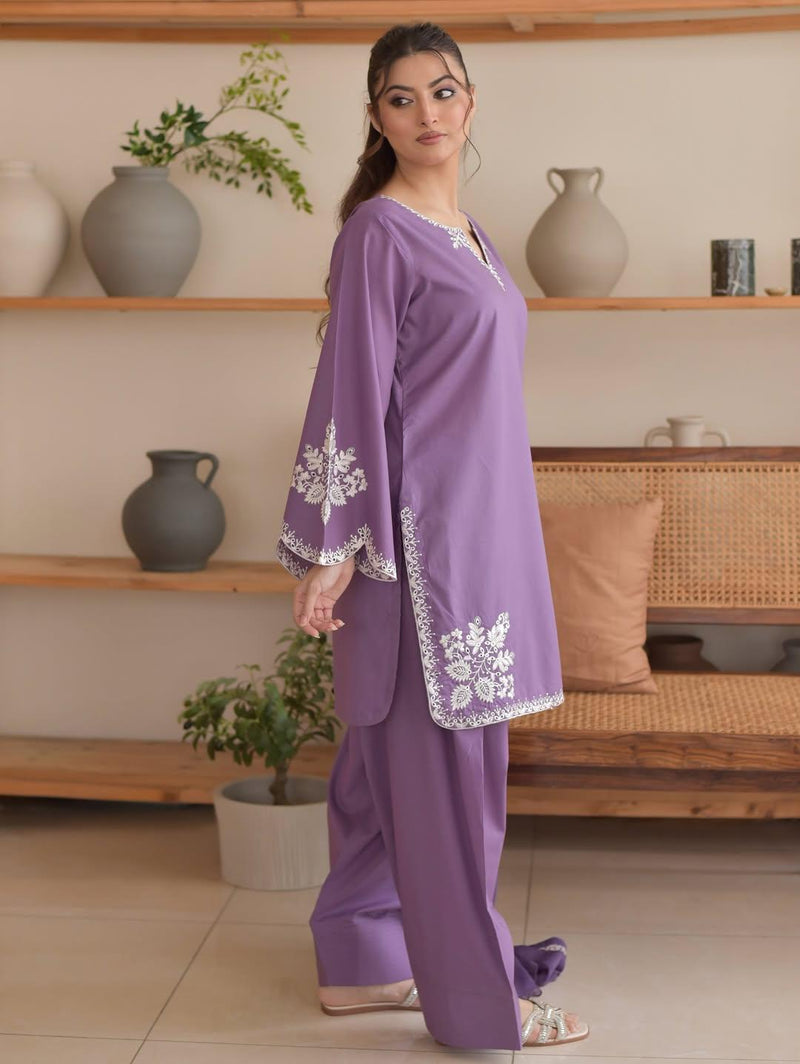 Purple Embroidered Lawn Suit