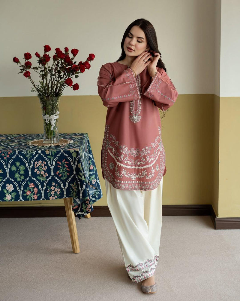 Rosewood Embroidered Lawn Suit