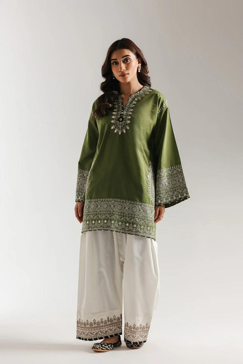 Olive Green Mirror Work Suit
