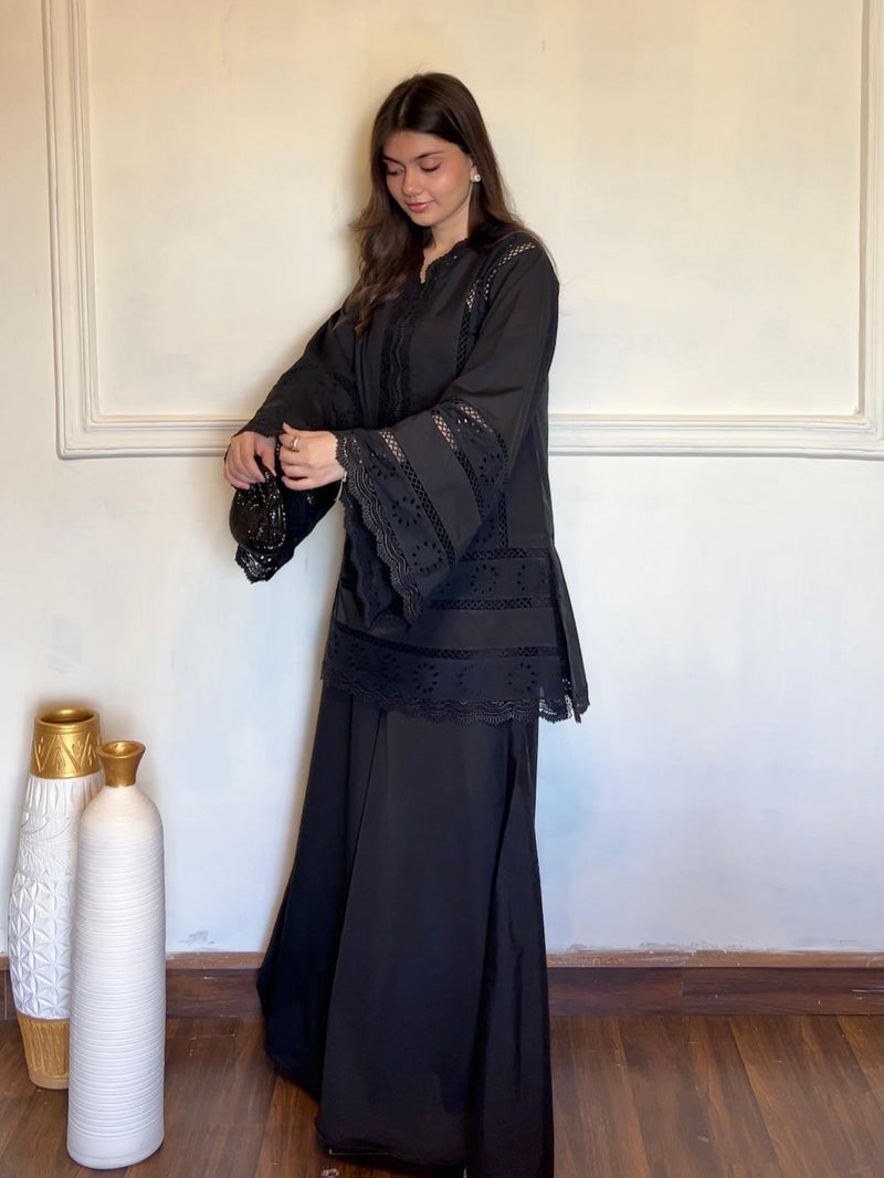 Black Chikankari Lacework Suit