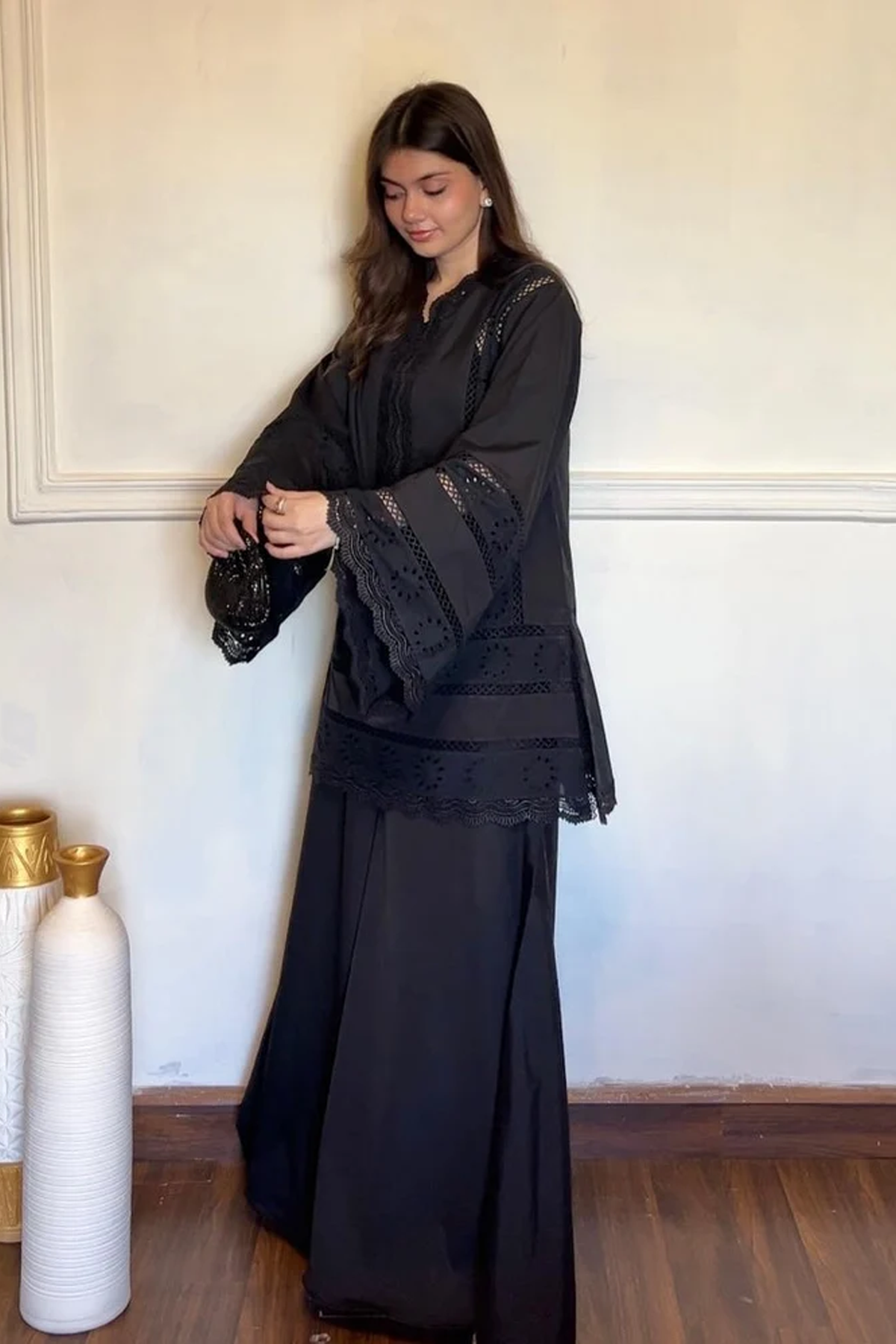 Black Chikankari Lacework Suit