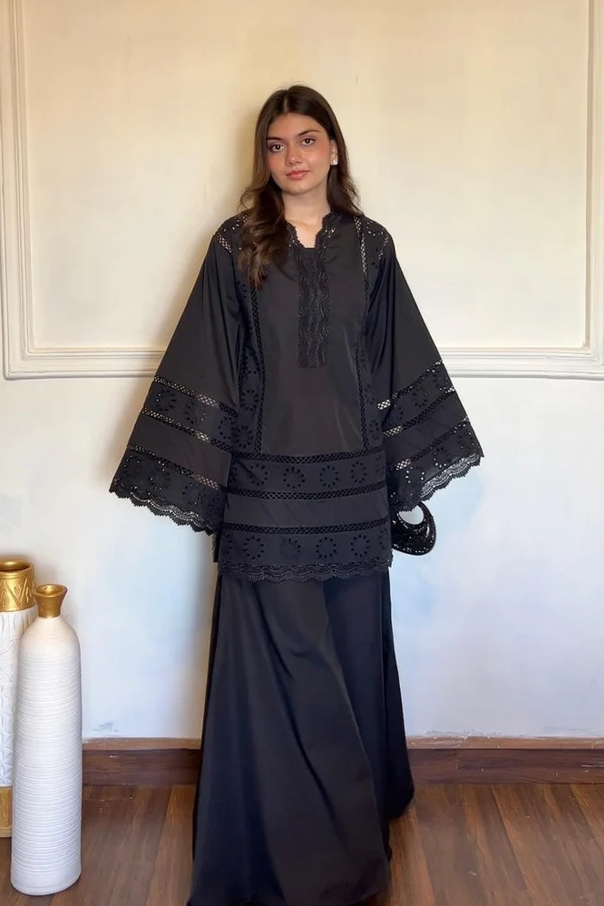 Black Chikankari Lacework Suit