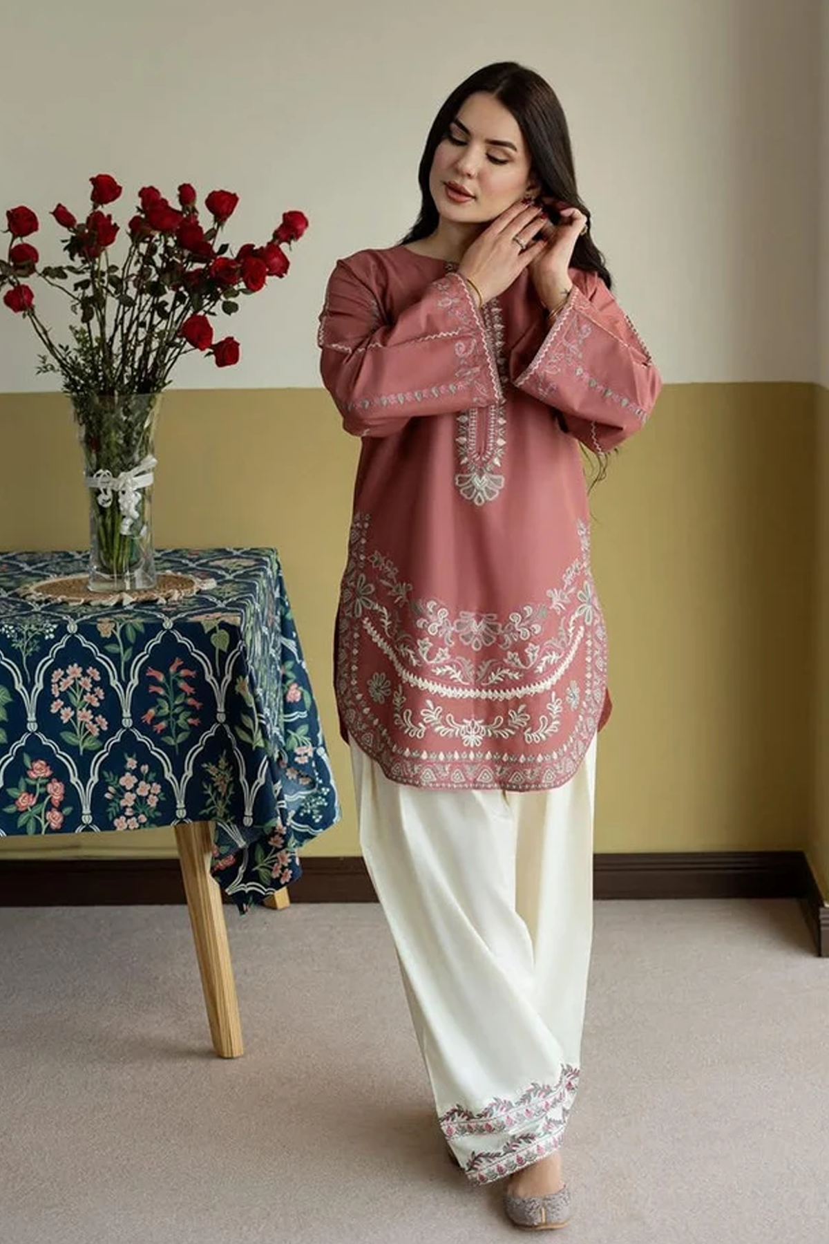 Rosewood Embroidered Lawn Suit