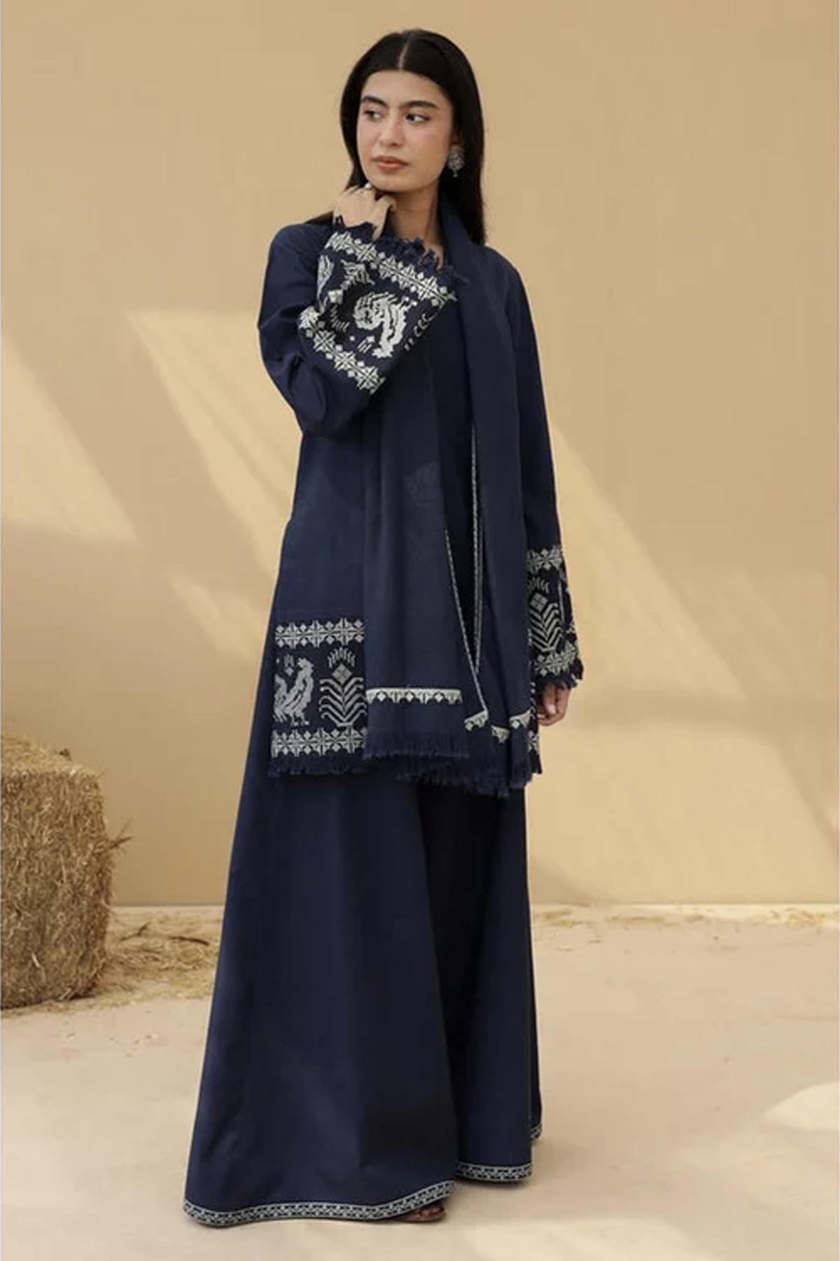 Midnight Blue Embroidered Flapper