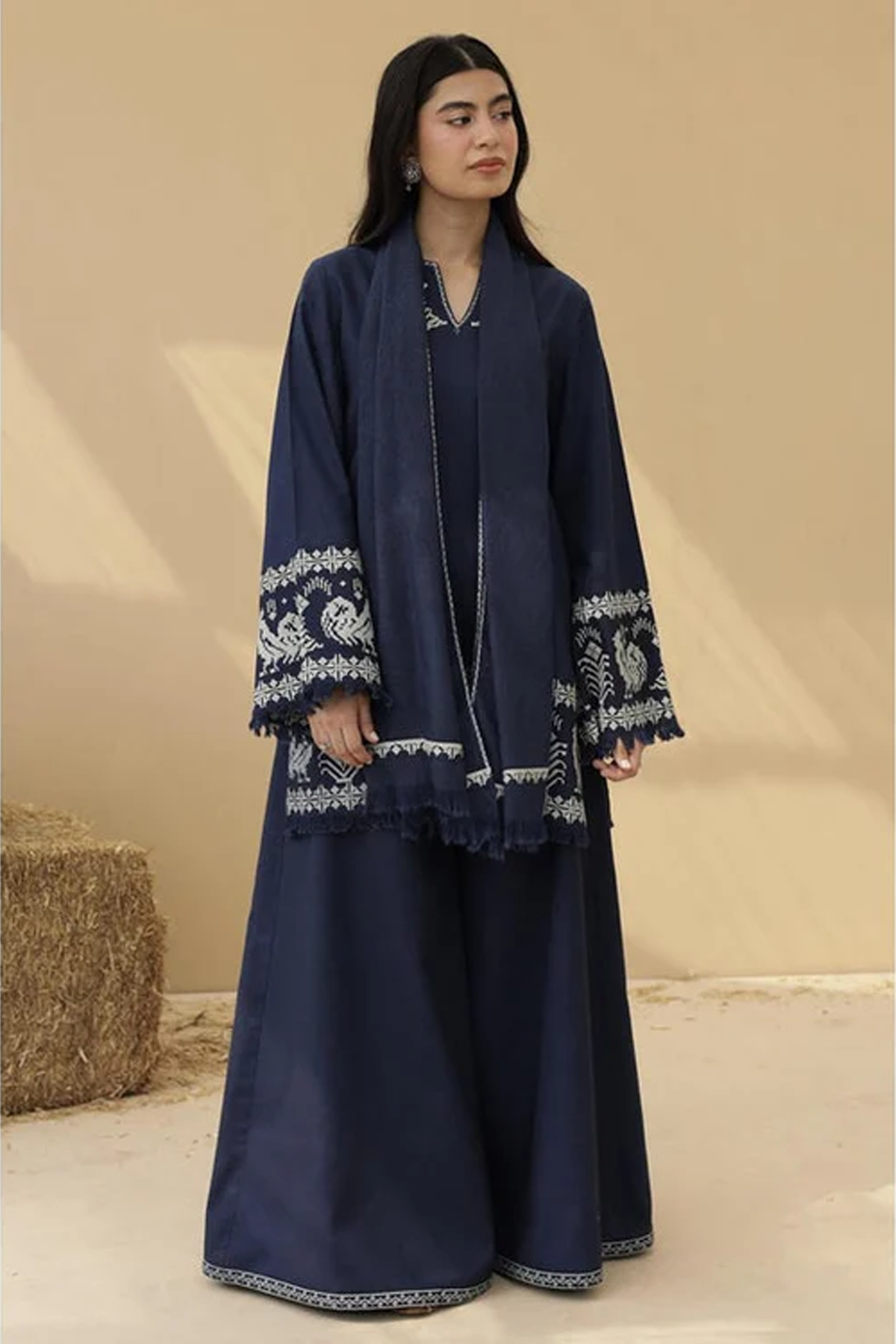 Midnight Blue Embroidered Flapper