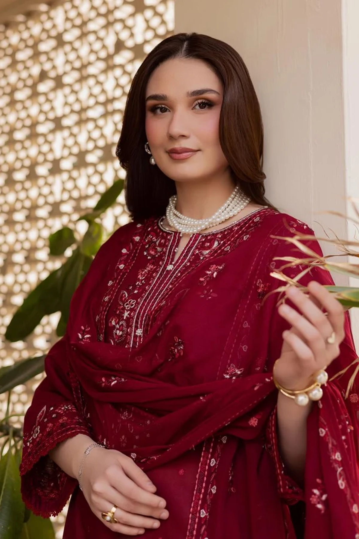 Maroon Heavy Embroidered Lawn Suit