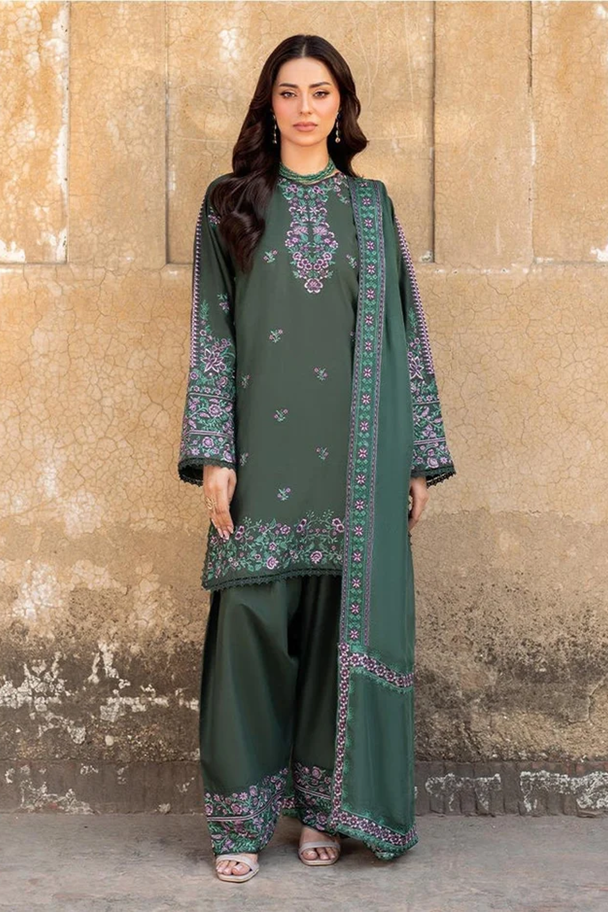 Emerald Floral Embroidered Suit