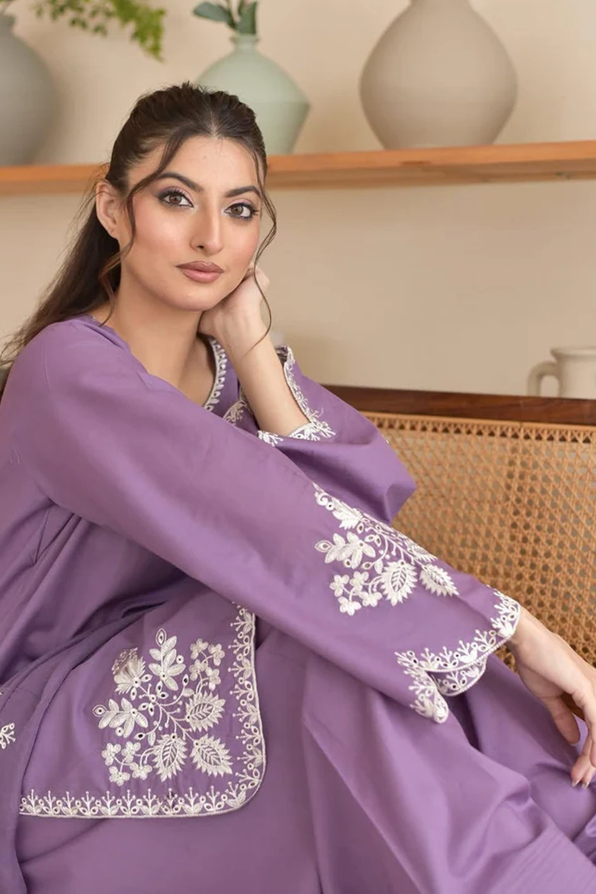 Purple Embroidered Lawn Suit