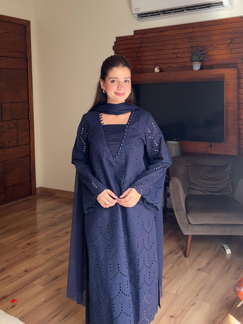 Midnight Blue Chikankari Suit