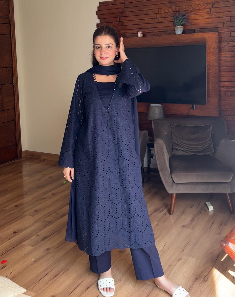 Midnight Blue Chikankari Suit
