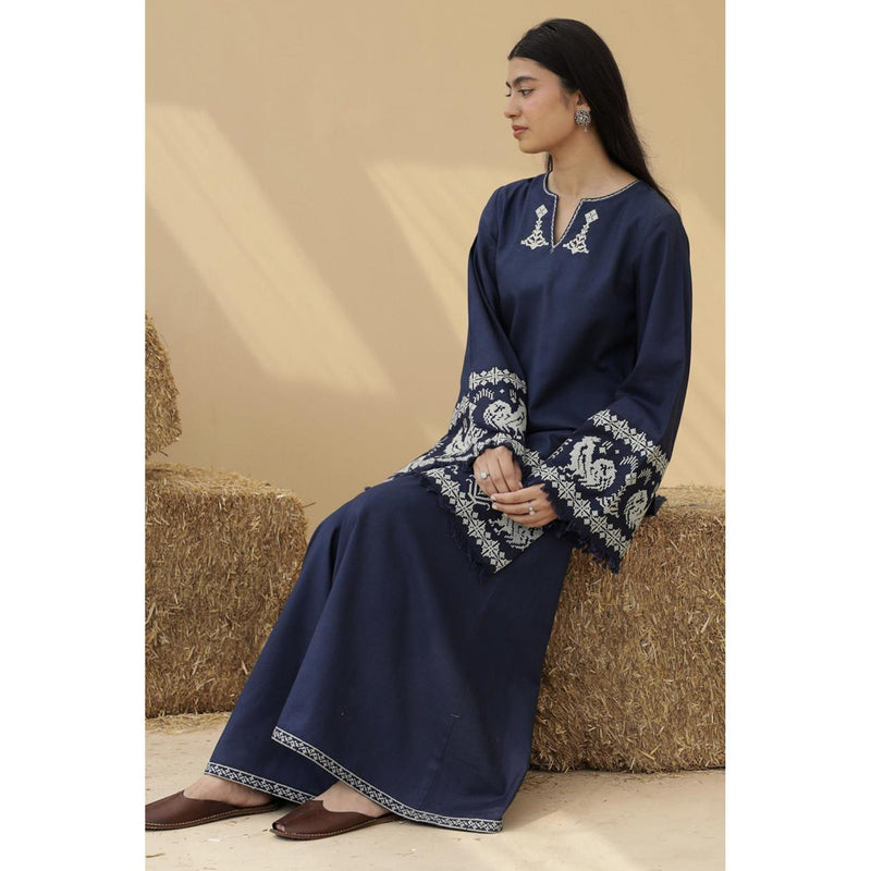 Midnight Blue Embroidered Flapper