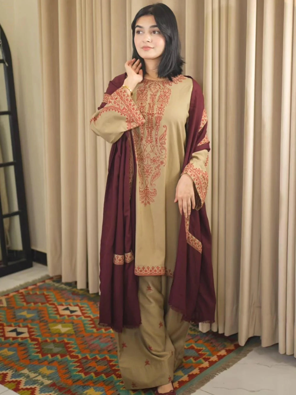 Marina Emb Shawl 3pc