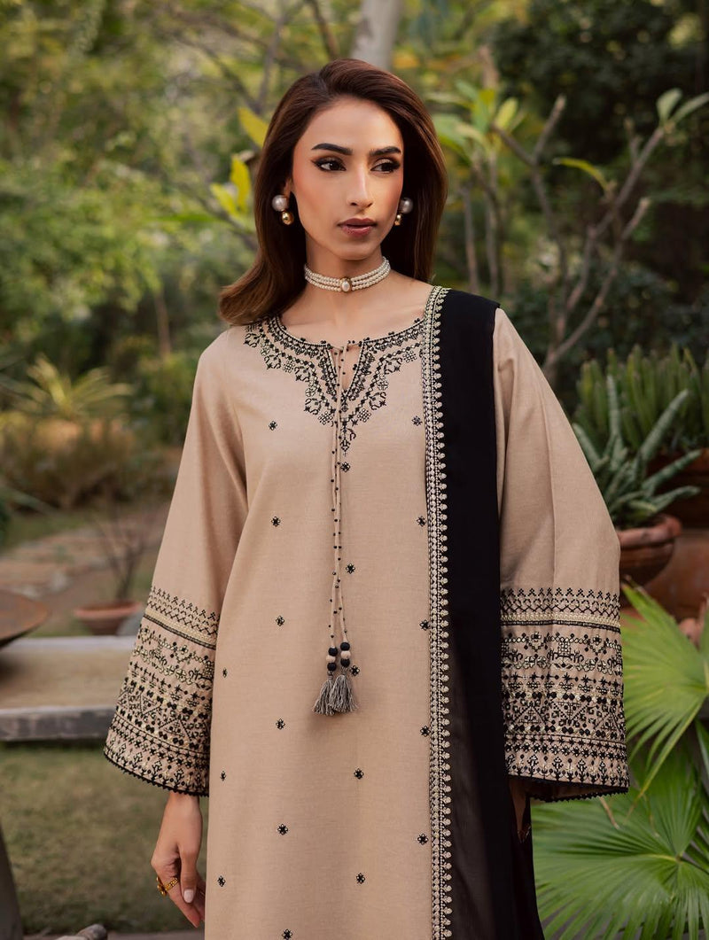 Beige Embroidered Lawn Suit