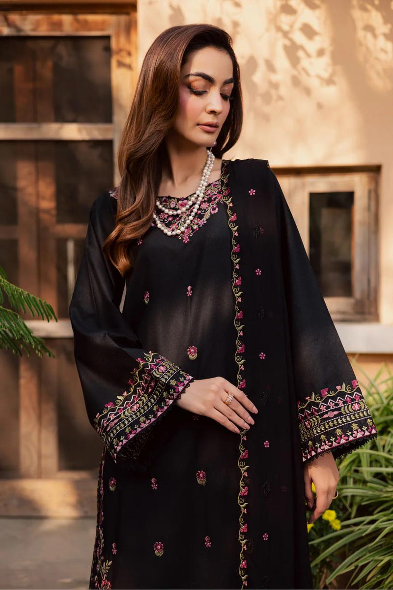 Black Embroidered Maxi Suit
