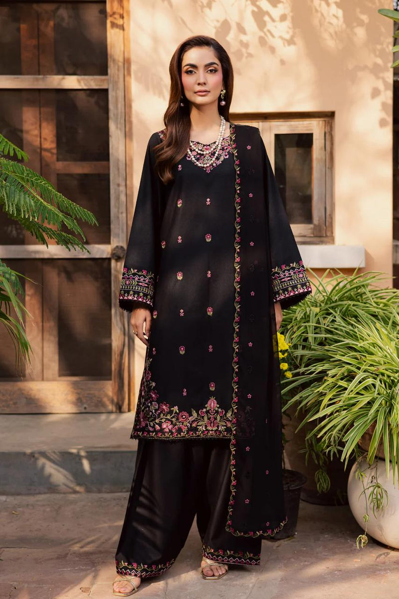 Black Embroidered Maxi Suit