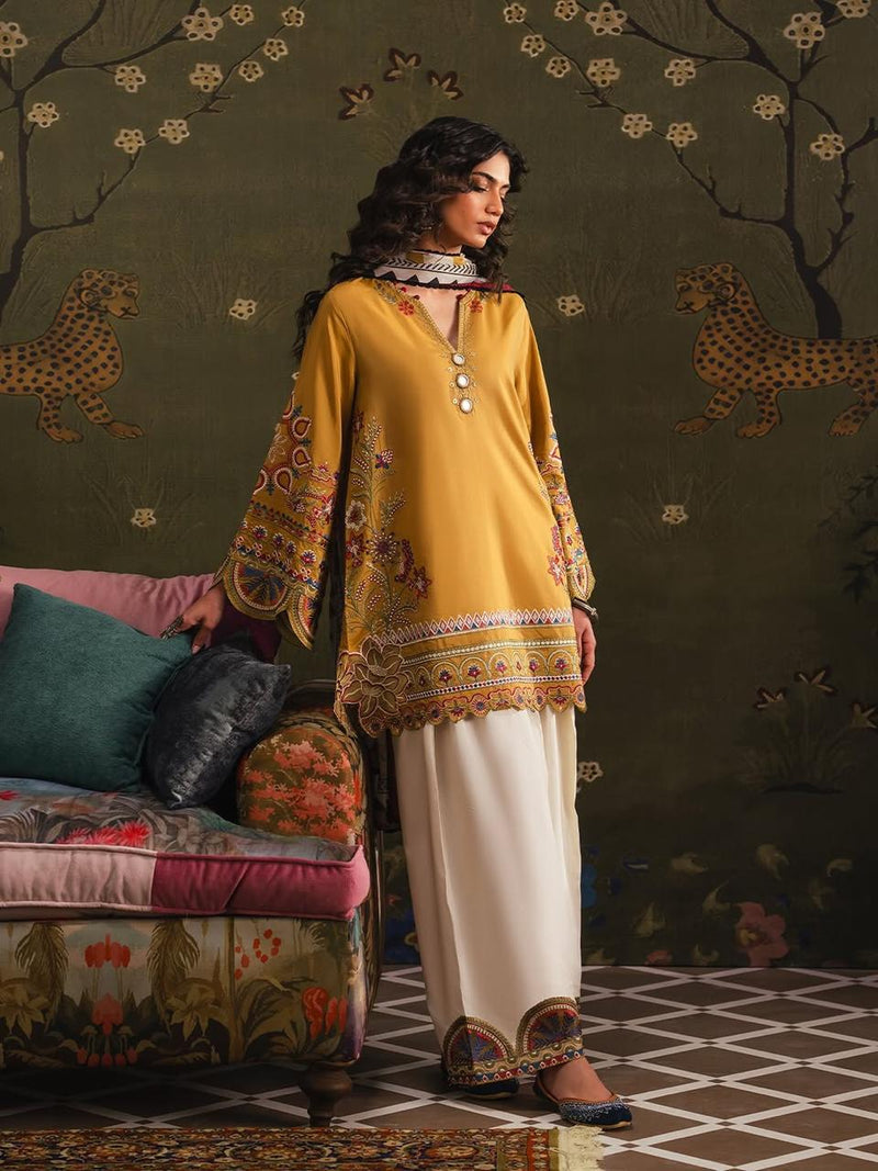 Mustard Embroidered Lawn Suit