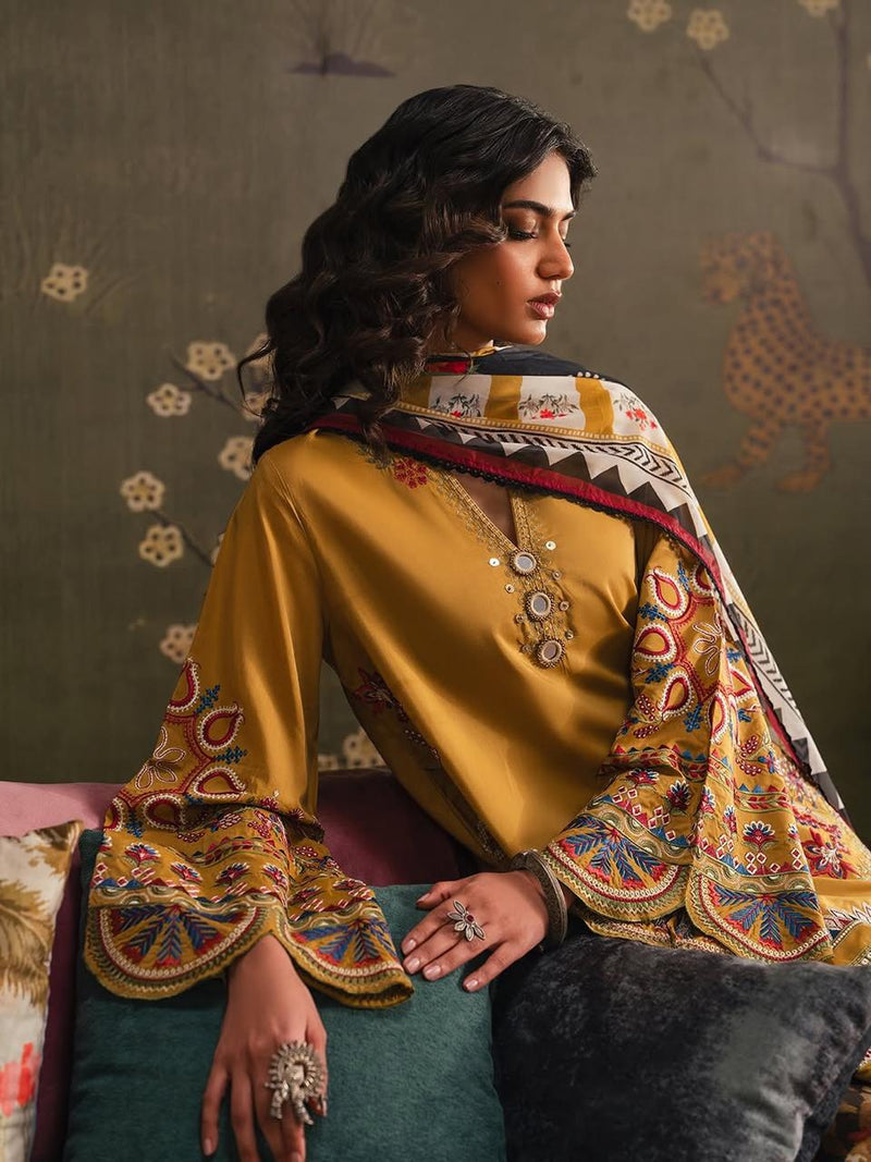 Mustard Embroidered Lawn Suit