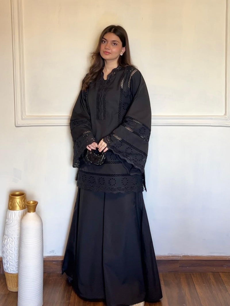 Black Chikankari Lacework Suit